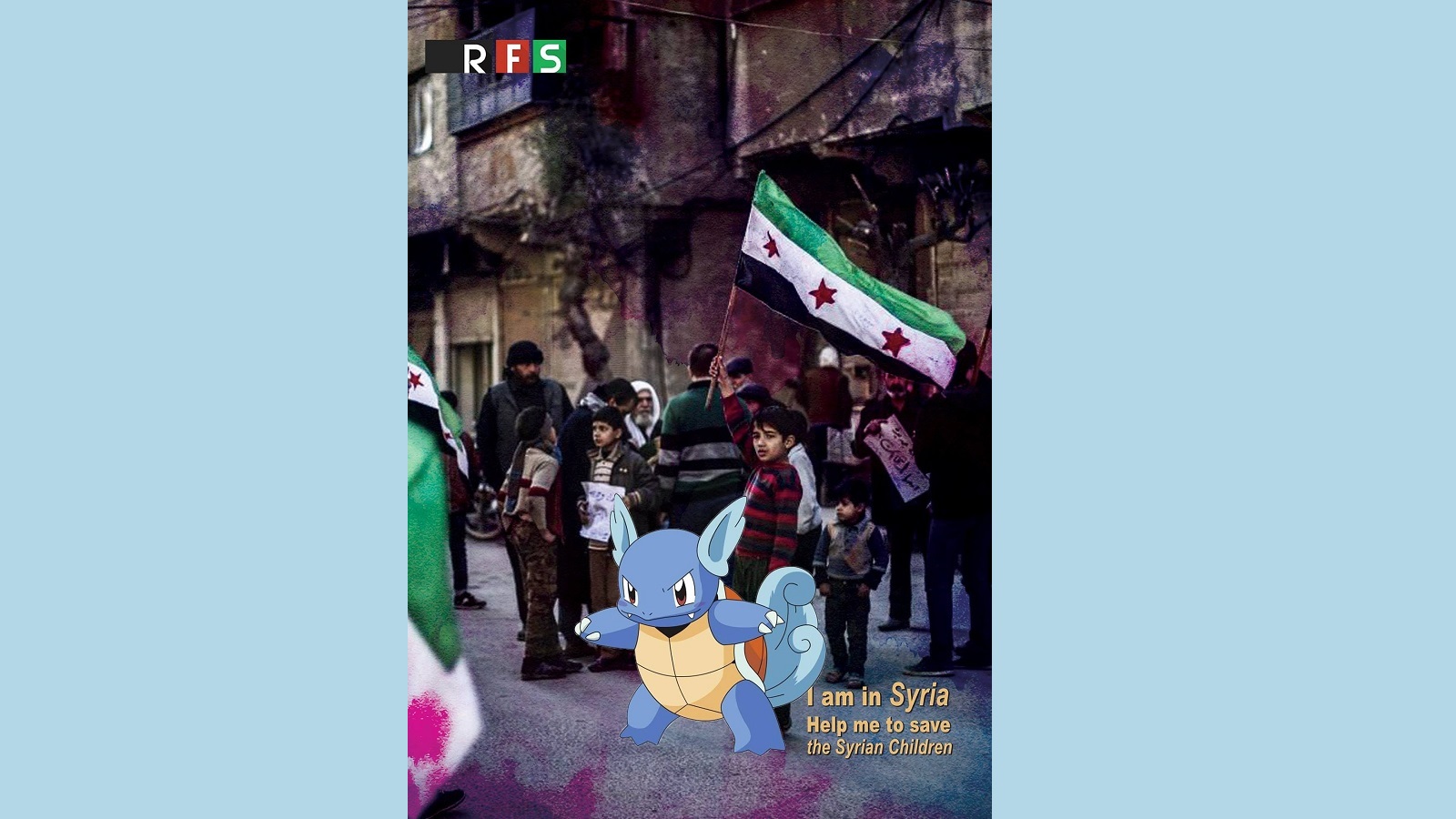 من رسوم نشرها "الائتلاف" لحملوة "يوكيمون سوريا"