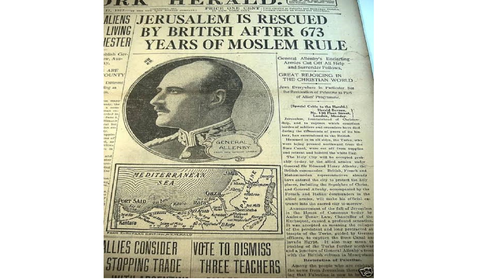 هزيمة العثمانيين في الصحافة الانكليزية: تحرير القدس بعد 673 عاماً من الحكم الإسلامي