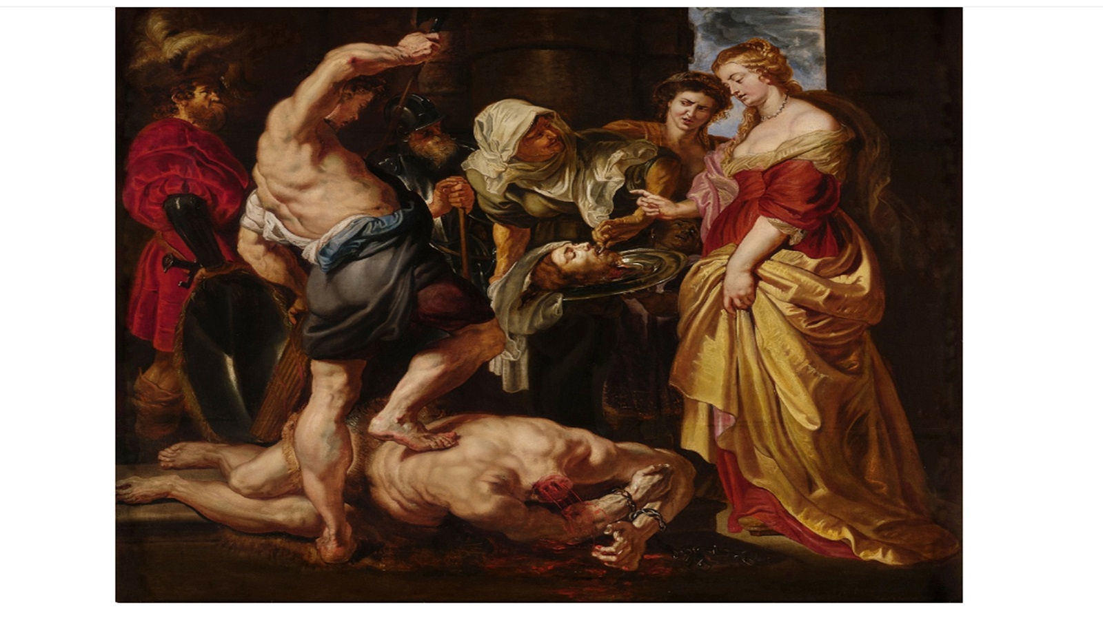  روبنس، مقتل القديس يوحنا المعمدان وتقديم راسه إلى سالومي، 1609.