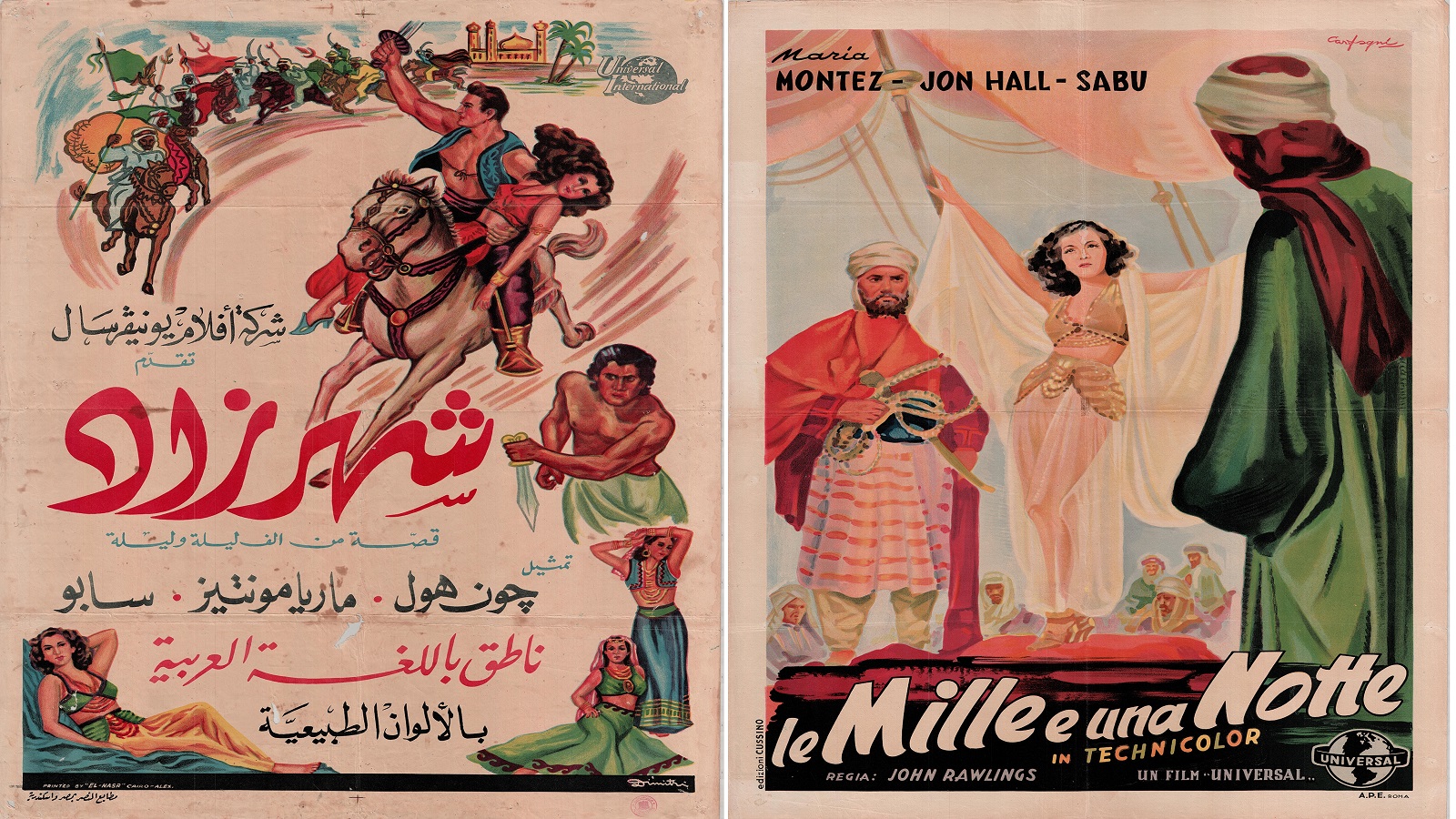الليالي العربية 1942، الفيلم في ملصقيه الإيطالي والعربي.