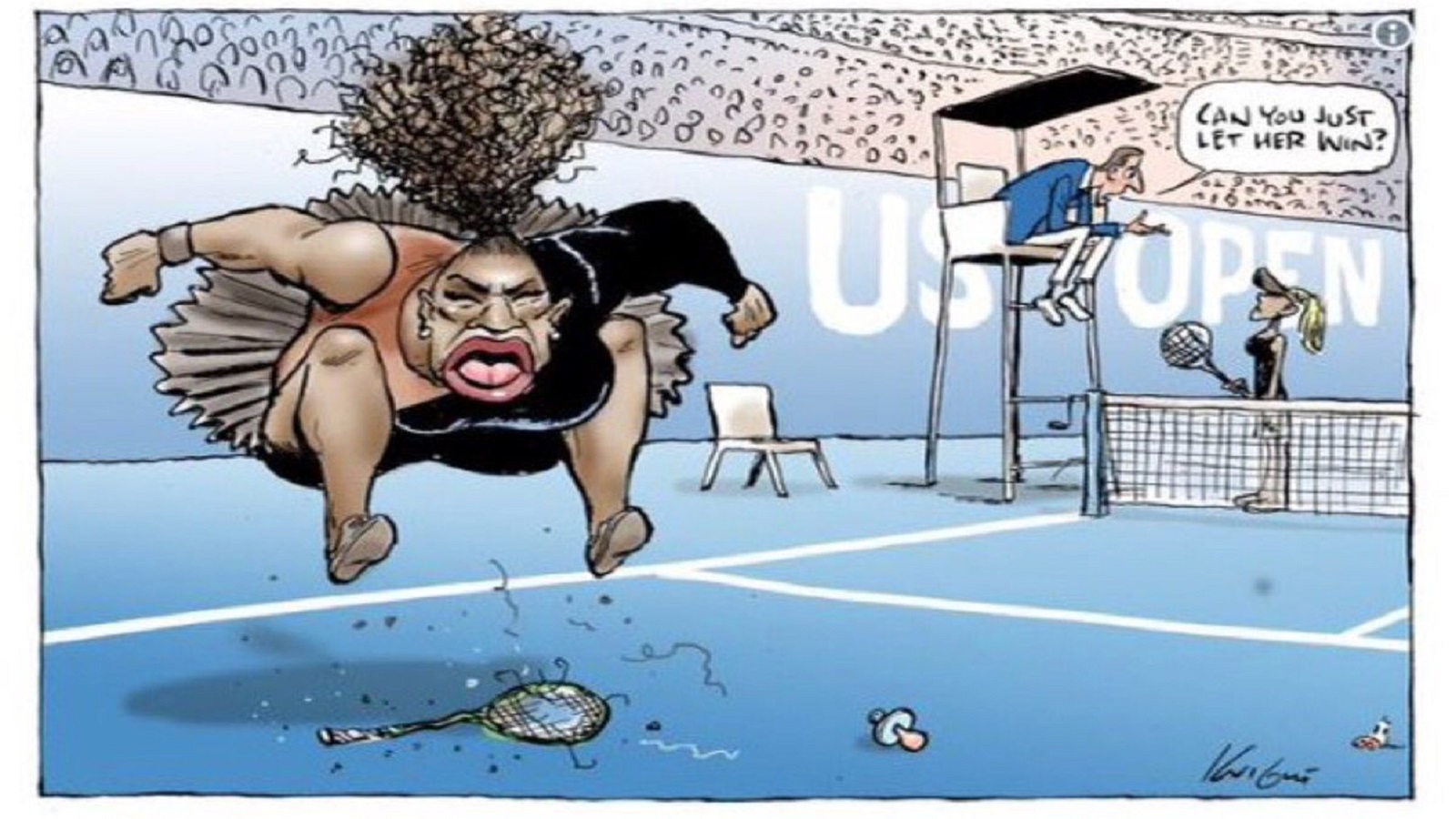 كاريكاتير سيرينا ويليامز: عنصري؟ أم تظهير لسوء السلوك؟