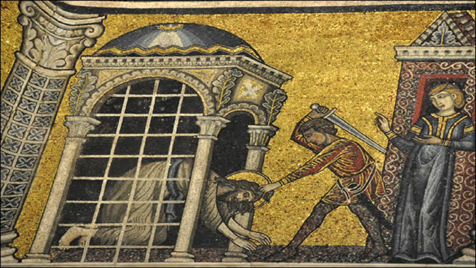 قطع رأس يوحنا المعمدان، فسيفساء من القرن الثالث عشر، كنيسة يوحنا المعمدان في البندقية.