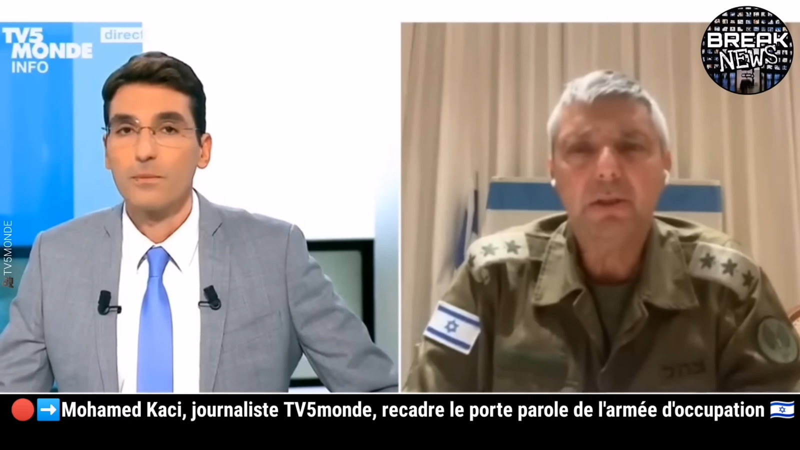 "TV5 MONDE"...تتبرأ من مذيع أحرج المتحدث باسم الجيش الإسرائيلي