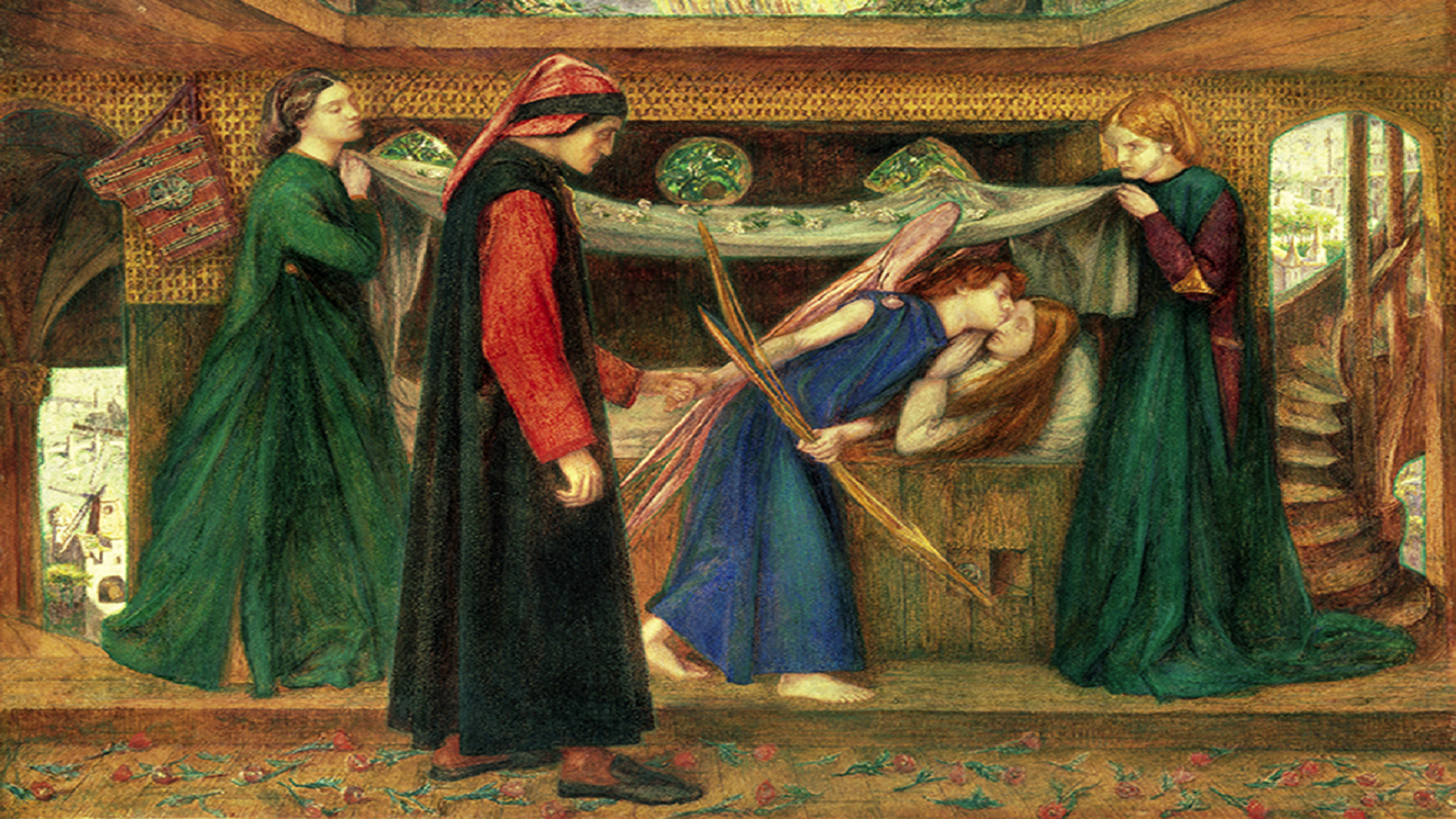  غبريال روزاتي، حلم دانتي عند رحيل بياتريشي، 1871، "غاليري والكر"، ليفربول.