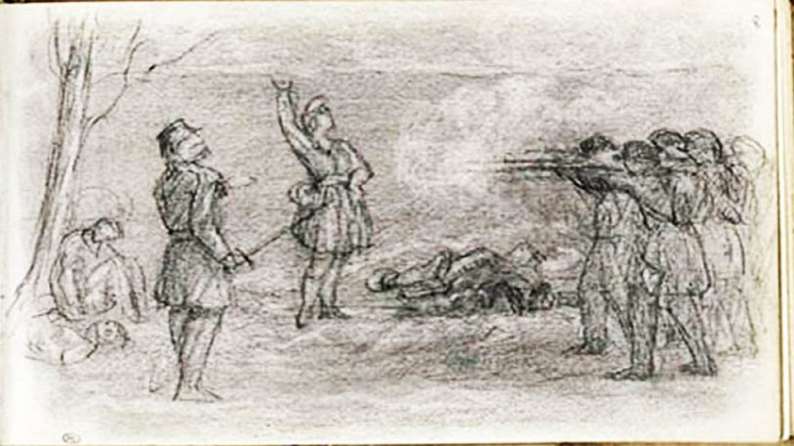  غوستاف كوربي، مشهد الإعدام رميا بالرصاص، 1871.
